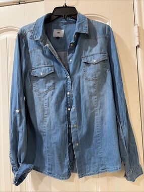 YMI Medium Blue Denim Snap-Front Shirt